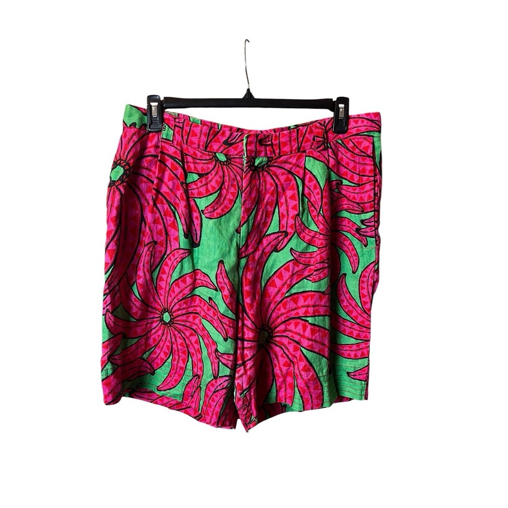Farm Rio Banana Pitta Linen Shorts XL Pink Floral Tropical Summer Bermudas - Picture 2 of 8